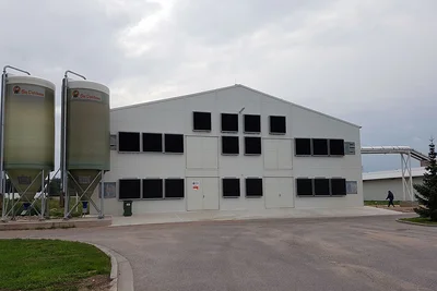 Poultry house and two silos Poultry house and two silos