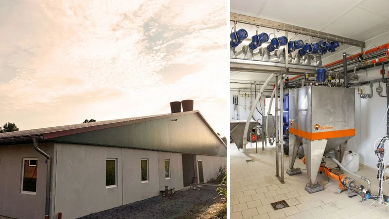 Stallneubau mit Flüssigfütterung (Prospektfoto der Flüssigfütterung HydroMix pro) Stallneubau mit Flüssigfütterung (Prospektfoto der Flüssigfütterung HydroMix pro)