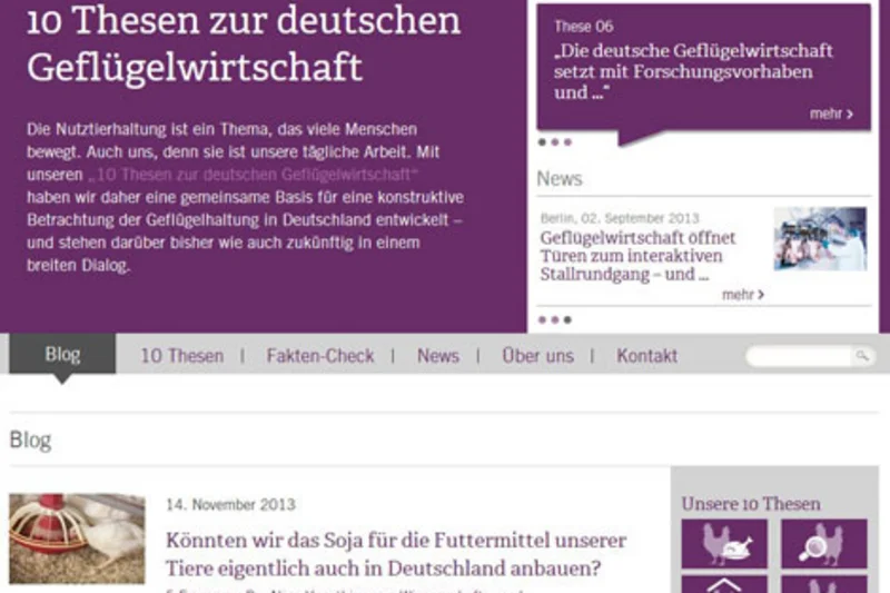 Webseite: Dialog zur Geflügelhaltung im 10 Thesen-Blog
