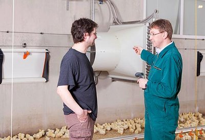 Poultry systems for poultry growing, turkey production, exhaust air treatment and poultry climate control.