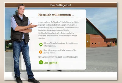 Virtuelle Einladung in einen Geflügelstall für die Hähnchenmast Geflügelstall für die Hähnchenmast virtuell geöffnet