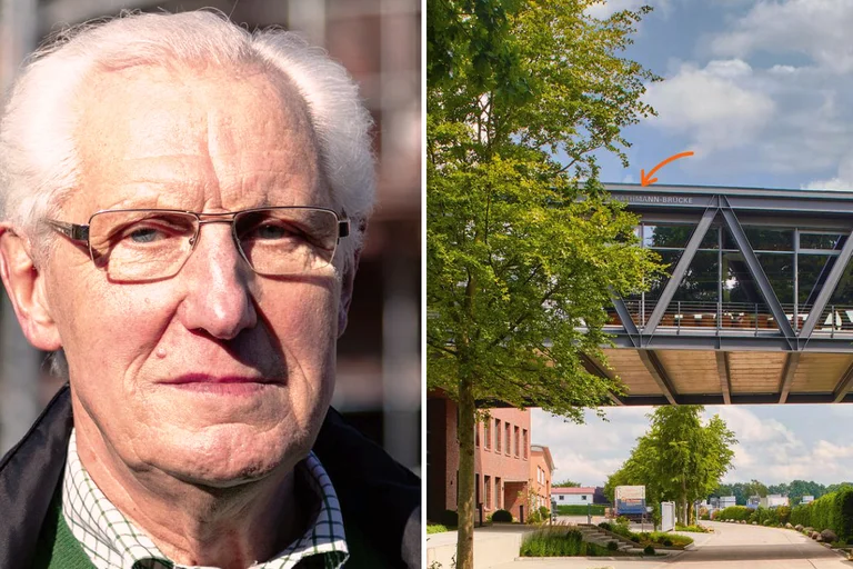 Franz Kathmann und "seine" Brücke Franz Kathmann und "seine" Brücke