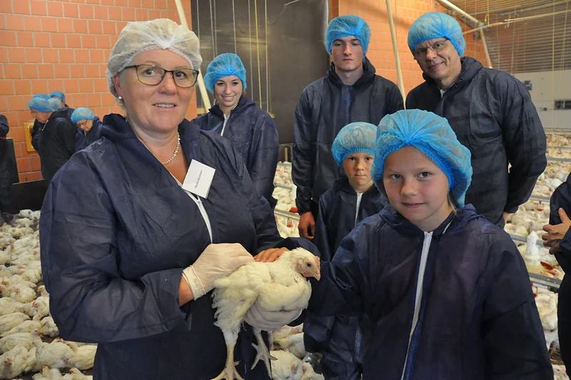 Hähnchenmast live erleben: Besucher im Stall Hähnchenmast live erleben: Besucher im Stall