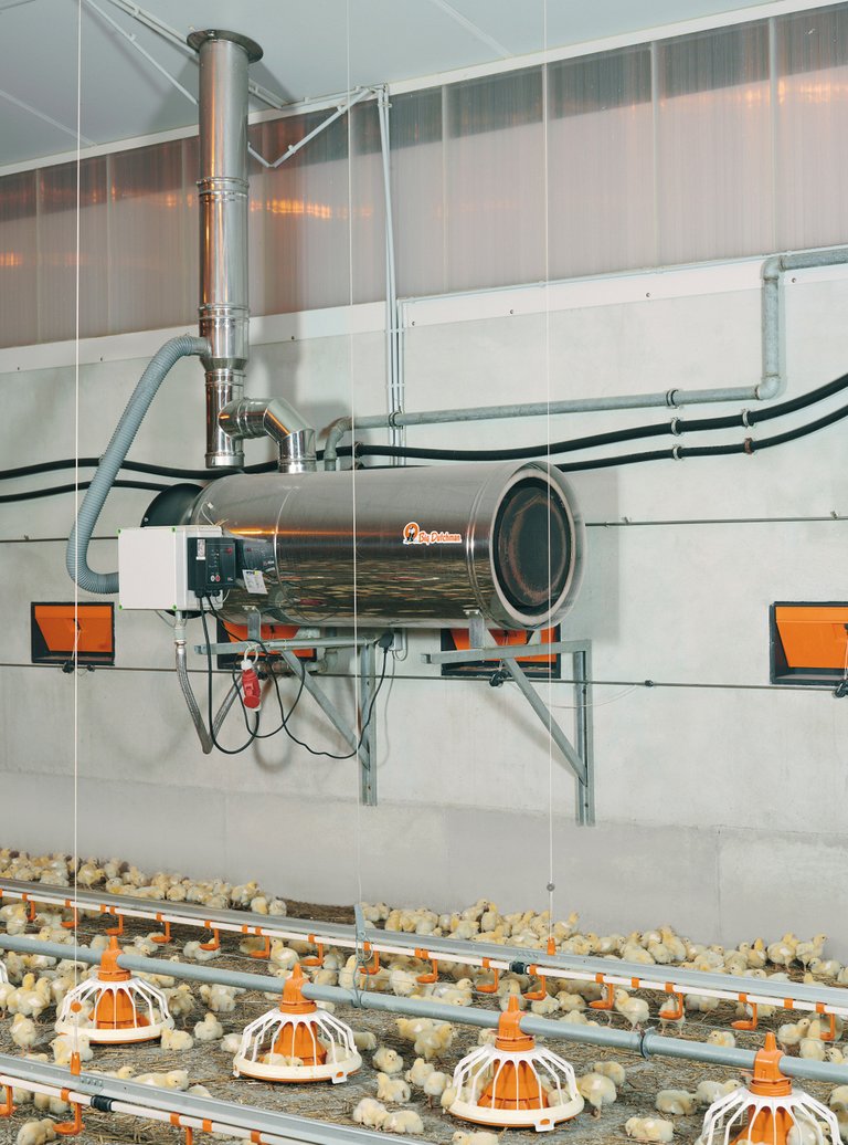 RGA100 heaters with low energy consumption for poultry climate control