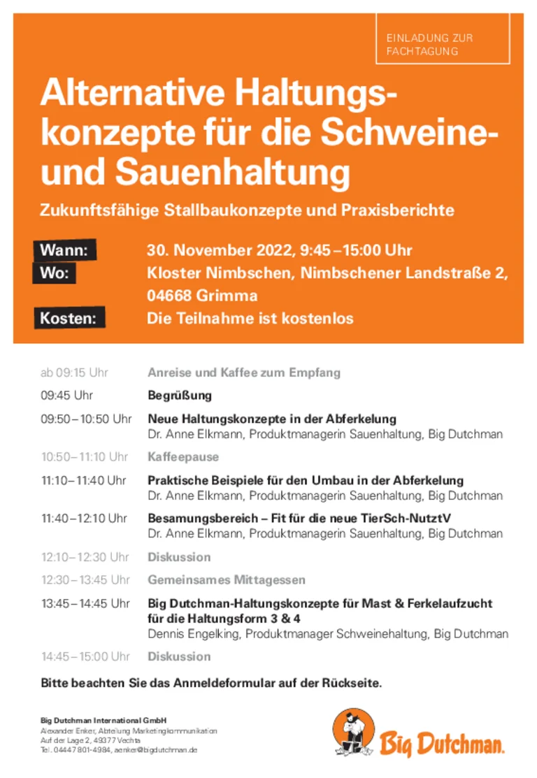 Fachtagung: Alternative Haltungskonzepte für Ferkel und Mastschweine Fachtagung: Alternative Haltungskonzepte für Ferkel und Mastschweine