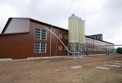 Poultry house with two-level barn egg production