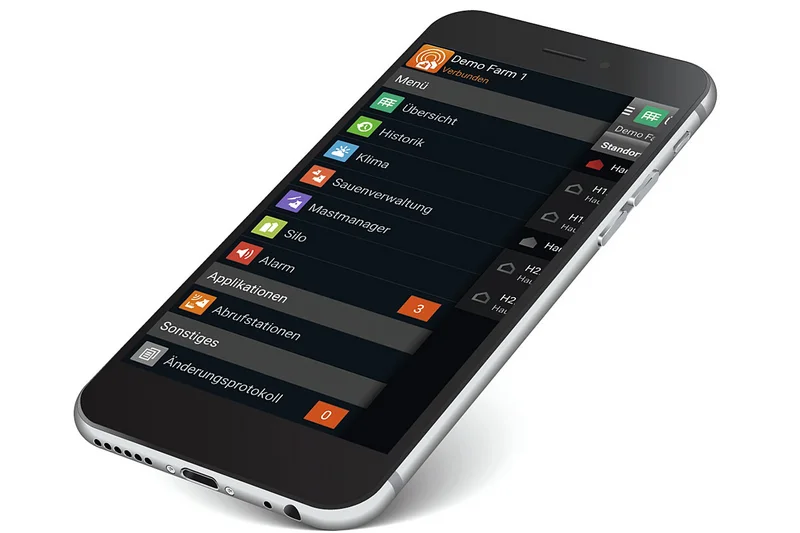 Blick auf Smartphone mit BigFarmNet-App Blick auf Smartphone mit BigFarmNet-App