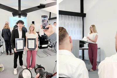 Anna Grever und Hans Christian Arlinghaus bei der Preisverleihung in Oldenburg