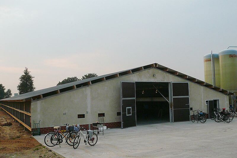 New building for poultry growing: front view 