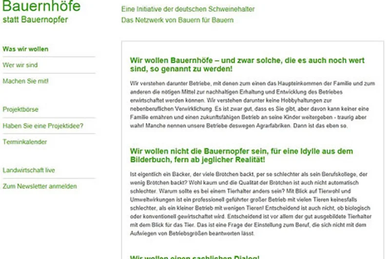Neues Netzwerk „Bauernhöfe statt Bauernopfer“ online Neues Netzwerk „Bauernhöfe statt Bauernopfer“ online