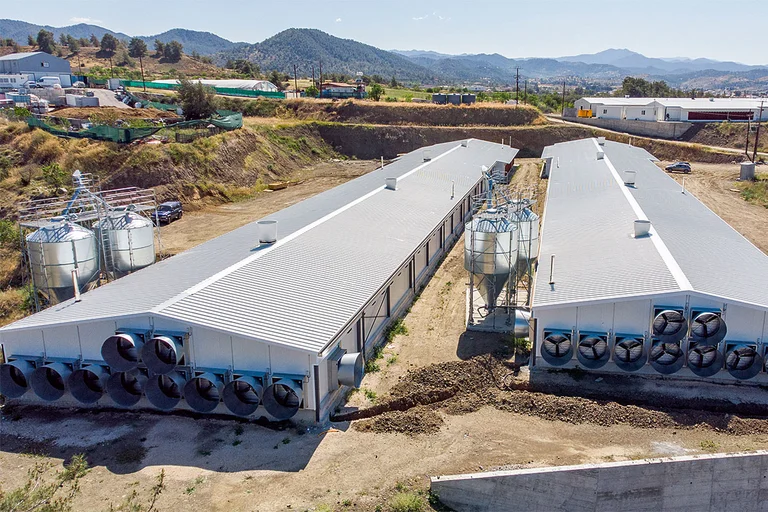 Zwei der vier neuen Stallbauten Zwei der vier neuen Stallbauten