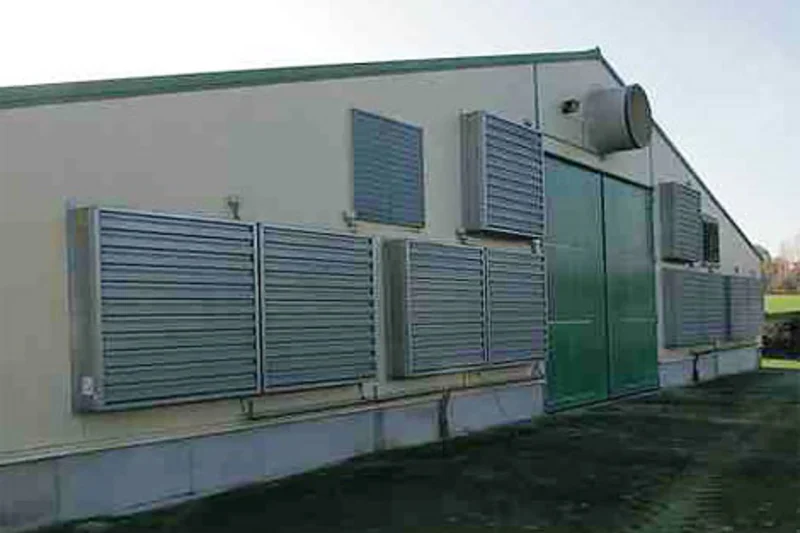 Batiment élevage de poulets de chair avec ventilation longitudinale Batiment élevage de poulets de chair avec ventilation longitudinale