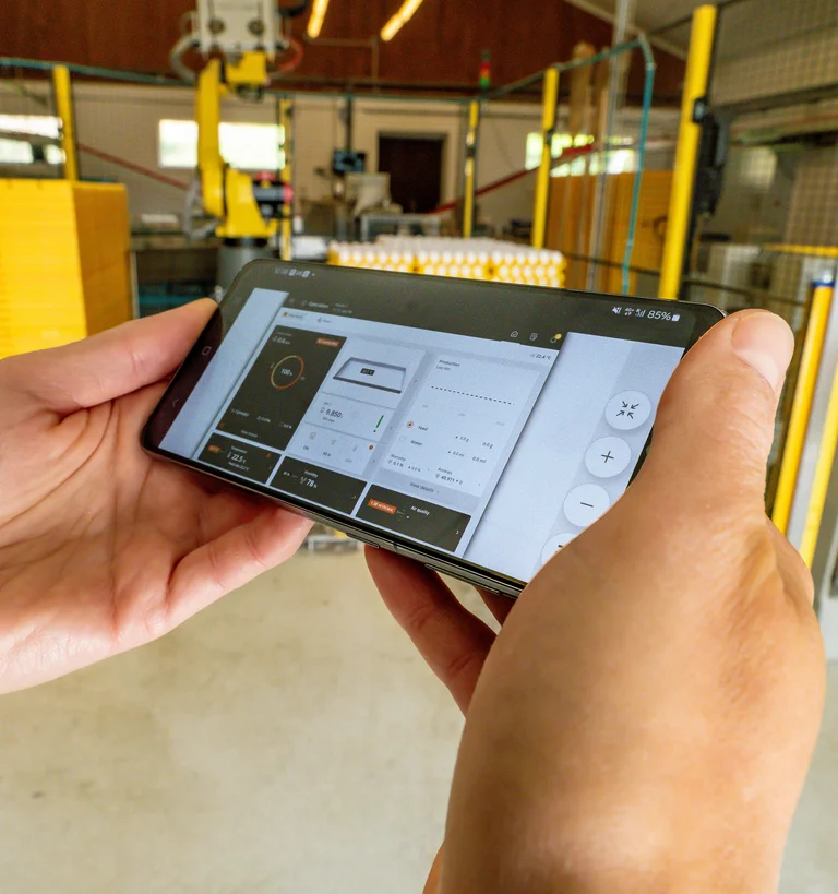 The smartphone holds all important house data.